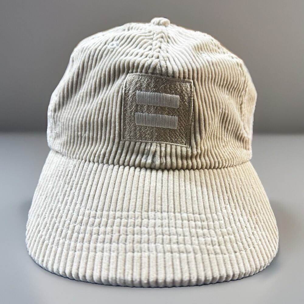 Beige Corduroy Dad Hat Equal Sign Patch Snapback Cap Adjustable 1211